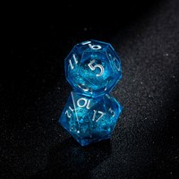 Dés à six faces en résine bleue à noyau liquide et bords tranchants, lot de 7 pièces pour D&D et jeux de rôle sur table