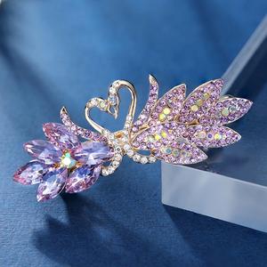 Nouveau design strass arc barrette à cheveux mode coréenne femmes dos tête haut pince gracieux cygne printemps pince à cheveux - Product Image 3