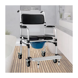 Sedia da Toilette Pieghevole <span class=keywords><strong>con</strong></span> Ruote per Anziani Ospedalieri, Sedia da Toilette per Adulti <span class=keywords><strong>con</strong></span> Pedale su Ruote - Product Image 1