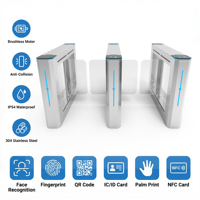 Torniquete de Barrera Abatible de Acero Inoxidable 304 con Control de Acceso por RFID, Código QR y Reconocimiento Facial para Gimnasios, Escuelas y Oficinas, OEM, ODM, CE