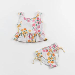 Manufacturer Hawaiian pink Plaid Long Sleeve UPF50+ protection Kids One Piece <b>Swimsuit</b> Custom Nylon Girls Bikini - Product Image 3