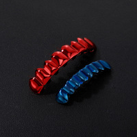 Ensemble de grillz bicolores à 8 dents, poli miroir, style Hip-Hop, en cuivre brillant, pour décoration dentaire, vente en gros