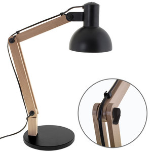Lámpara de escritorio de sobremesa DARCI 1xE27. 35cm Negro/Madera natural Diseño elegante y funcional - Product Image 1