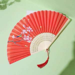 Fatingna Chinois Folk Art Soie Éventail Japonais Pliant Décorations Artisanat <span class=keywords><strong>Cadeau</strong></span> pour Mariage Peint Bambou Technique Ange pour la Danse - Product Image 2