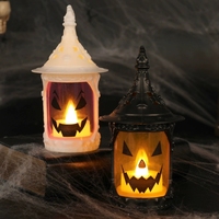 Lanterne citrouille d'Halloween avec poignée, bougie LED sans flamme pour table, fête, intérieur, extérieur, décoration de maison hantée