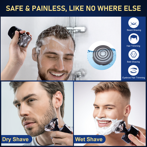 4 lames et têtes <span class=keywords><strong>de</strong></span> rechange pour rasoir Pitbull Baron PRO Triple anneau pour rasoir crâne avec source d'alimentation USB pour utilisation RV - Product Image 5