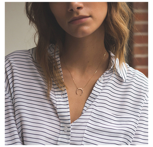 Roxi — collier en acier inoxydable pour femme, pendentif en forme de corne de lune, plaqué or, bijou minimaliste, <span class=keywords><strong>2022</strong></span> - Product Image 3
