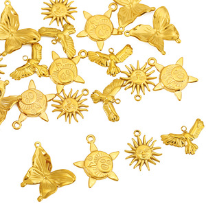 Pendentifs en acier inoxydable plaqué or, motifs papillon, aigle, soleil, pour la création de bijoux DIY, colliers et boucles d'oreilles. - Product Image 4
