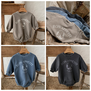 Vêtements une pièce coréen pour bambins, sweat à capuche épais imprimé LOGO, vêtements pour nouveau-nés, barboteuses 0-24 mois - Product Image 2