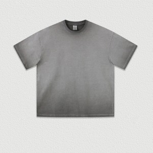 T-shirt vintage couleur délavée coupe oversize avec impression DTG en relief pour homme - Product Image 4