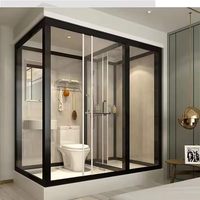 Salle de bain préfabriquée tout-en-un, salle de douche modulaire complète avec toilettes et lavabo pour hôtel et appartement