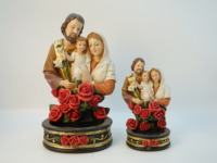 Top Grace Love Holy Family sur la fleur résine articles religieux catholique avec Pot de bougie Statue de la nativité marie et jésus