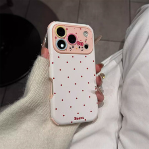 Colorful <b>Camera</b> cute KT cat Polka Dot pattern Soft Mobile phone case for <b>iPhone</b> 17 16 15 pro max Cartoon Shockproof back <b>cover</b> - Product Image 4