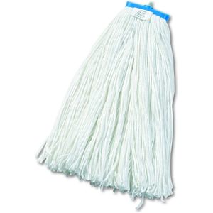 Boardwalk 724REA White 24oz Rayon Cut-End Lie-<b>Flat</b> Wet <b>Mop</b> Head Microfiber Home Use Absorbent <b>Mop</b> Pad Set with Manual Wrapping - Product Image 1