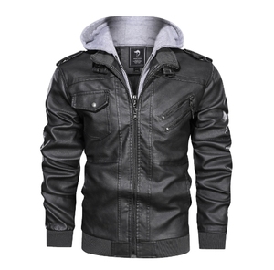 Ventes de liquidation, <span class=keywords><strong>veste</strong></span> de motard pour homme, <span class=keywords><strong>veste</strong></span> en <span class=keywords><strong>cuir</strong></span> PU, <span class=keywords><strong>veste</strong></span> d'hiver et d'automne à capuche, grande taille, coupe-vent, vêtements d'extérieur chauds - Product Image 5
