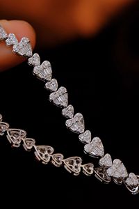 Xinfly 18K Pure <b>Gold</b> Tennis Bracelet 2.4ct Full Natural Diamond Heart Shape Elegant Diamond Bracelets & <b>Bangles</b> - Product Image 4