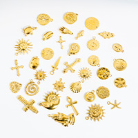 Breloques personnalisées en gros pour la fabrication de bijoux – Pendentifs en acier inoxydable doré, coquillage, étoile de mer, soleil, croix de Jésus