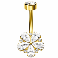 Anneau de nombril en titane G23 ASTM F136 à filetage interne, qualité implant, avec zircon, bijoux de piercing pour nombril, plaqué or, vente en gros