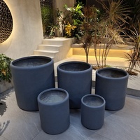 Grands pots ronds pour plantes, pots d'extérieur en fibre de verre, argile, ciment, pots à fleurs pour hôtel et maison