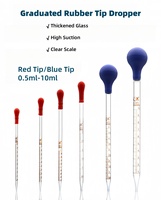 Pipettes Pasteur en verre de 1ml 2ml 5ml 10ml avec tête en caoutchouc rouge Pipettes de transfert graduées à tétine