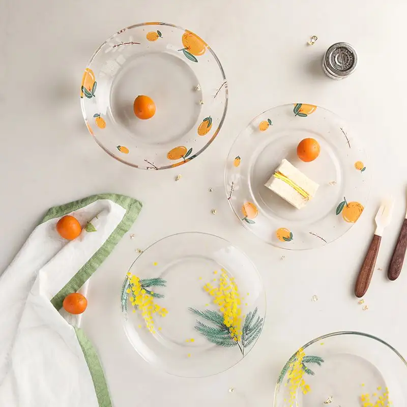 Zigifts Creatieve Hoge Temperatuur Gehard Glas Populaire Salade Fruit Oranje Magnetron Ontbijtplaat Huishoudgerecht