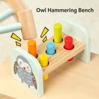 Nouveau design tendance du fabricant : Jouet en bois de haute qualité pour marteler et frapper, motif hibou mignon