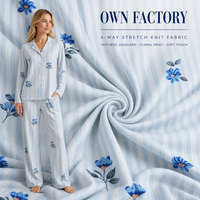 Tissu tricoté jacquard à pointelle côtelée à motif floral rayé 96,5 % polyester 3,5 % élasthanne pour pyjamas, robes et vêtements – Direct Usine