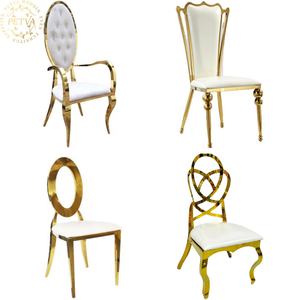 Oro inoxidable Hotel silla con respaldo Alto Rey silla novia novio boda trono sillas para boda - Product Image 6