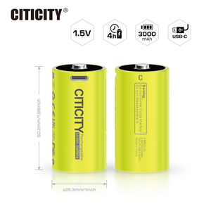 แบตเตอรี่ CITICITY แบบชาร์จได้ C พร้อมที่ชาร์จ USB, ลิเธียมไอออน 1.5v 3000 mAh, ชาร์จได้ภายใน 3.5 ชั่วโมง, ใช้งานได้มากกว่า 1200 รอบการใช้งาน - Product Image 2