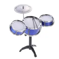 Set Drum Meja Anak, Instrumen Musik 3 Drum dengan Tongkat Drum Simbal Kecil