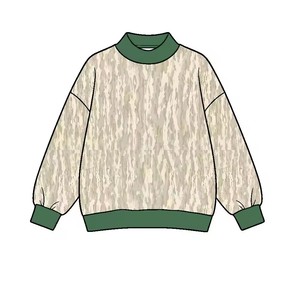 Pull décontracté pour enfants à manches longues, motif camouflage, avec bordure contrastante au col et à l'ourlet, vente en gros - Product Image 4