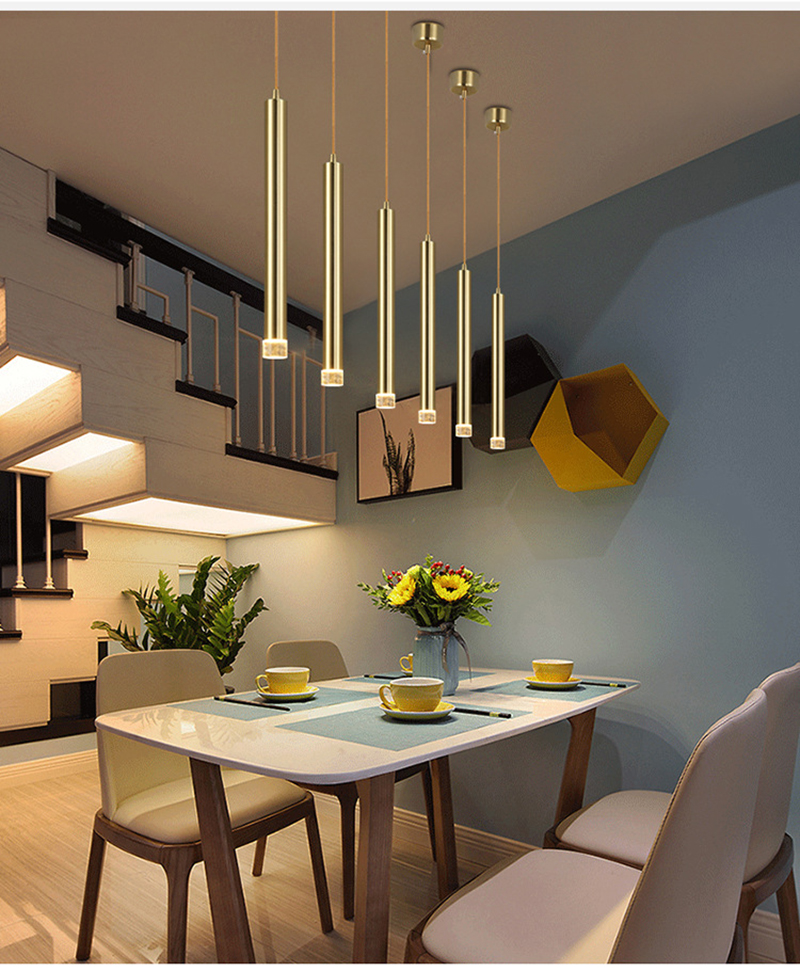 Modern Led Pendant Lamp Long Tube Cylinder Pipe Hanging Lamps Cord Pendant Light For Living Room