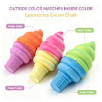 Lot de 3 craies de trottoir en forme de crème glacée, non toxiques, lavables, colorées, crémeuses, jouet éducatif pour dessiner et écrire pour les enfants de 3 ans
