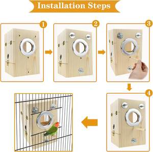 Yüksek kaliteli kuş yuva kutusu ev büyük ahşap kuş kafesi akrilik şeffaf yetiştiriciliği besleyici düğme Parakeets papağanlar - Product Image 4