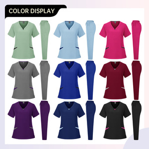Women's Scrub Set Moisture Wicking Knitted Split Uniform Hospital Clinic Nurse Wear S XXL - Product Image 3