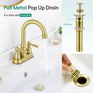 Grifo de Lavabo Moderno de Acero Inoxidable Dorado de 4 Pulgadas con Doble Manija, Montado en Cubierta, Venta al por Mayor de Fábrica a Bajo Precio - Product Image 5
