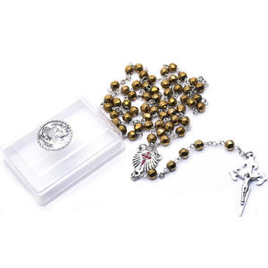 קופסא 6 מ "מ זהב קריסטל צלב צלב ורוד בהיר שרשרת santiago - Product Image 4