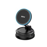 Support de chargeur sans fil pour tableau de bord 25W avec ventouse à vide 360° °   Support de charge magnétique sans fil pour voiture, pivotant pour tous les smartphones