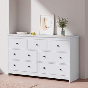 <span class=keywords><strong>OUHAN</strong></span> Commode de chambre à coucher, 7 tiroirs avec poignées en métal, convient au salon, à l'entrée et au couloir, blanc - Product Image 6