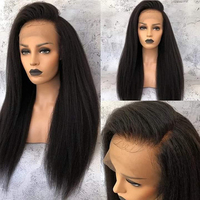 Perruque Lace Frontale 360 en Cheveux Indiens Bruts Kinky Straight Pas Chère pour Femmes Noires, Perruque Complète en Cheveux Humains Yaki HD Lace Frontal, Fournisseur