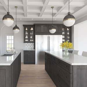 Fournisseurs chinois de meubles de cuisine italiens modernes avec armoires de cuisine grises en PVC - Product Image 3