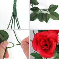 Fleurs artificielles suspendues en forme de rose, 2 pièces, 3,3 pieds, 30 lumières LED féeriques, décoration de mariage intérieure/extérieure (rouge)