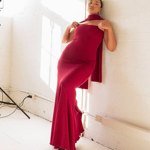 Abito Estivo da Donna alla Moda con Scollatura Avvolgente e Tinta Unita, Vestito Elegante e Aderente, Best-seller in Europa e America - Product Image 4