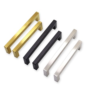 Stainless Steel Square Pull Handles for Kitchen Cabinets Drawers Wardrobes Dresser-Contemporary Design Mall Use - Product Image 1