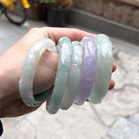 Bracelets en Jade sculpté de haute qualité, fait main, véritable Myanmar, blanc, pour adultes