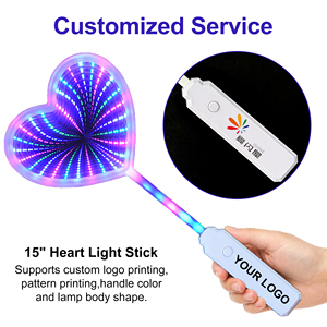 Varita de Luz Personalizada con Espejo Infinito en Forma de Corazón, Carcasa de PP, Espejo de PS, Mango de ABS, 36 LED SMD, 3 Modos de Destello para Conciertos, Festivales y Fiestas - Product Image 5