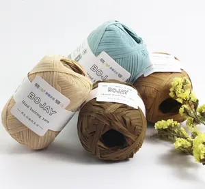 Wholesale Raffia Yarn Supplier Colorful Dyed Natural Paper Yarn For Crochet Handbags Summer Hats Paper Cones Raffia Yarn