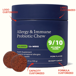 Formule Recommandée par les Vétérinaires pour Soulager les Démangeaisons Cutanées chez Tous les Types et Tailles de Chiens – Probiotiques pour Chiens Contre les Allergies et pour le Système Immunitaire – Friandises Tendres Saveur Porc - Product Image 2