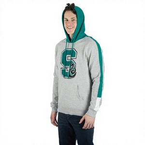 <b>Men</b> Gray Hooded Sweatshirt Green S Logo Casual <b>Pullover</b> Fleece Hoodie Regular Fit Autumn Wear - Product Image 3