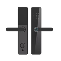 Kunci Pintu Pintar Sidik Jari Keypad Digital Kartu IC Masuk Tanpa Kunci Deadbolt Biometrik Bekerja dengan Tuya Alexa Google Home